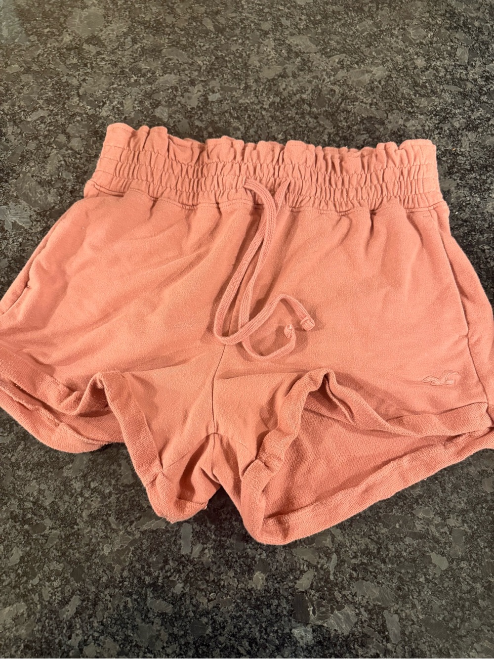 Hollister Terry Drawstring Smocked Waist Shorts - Dusty Rose